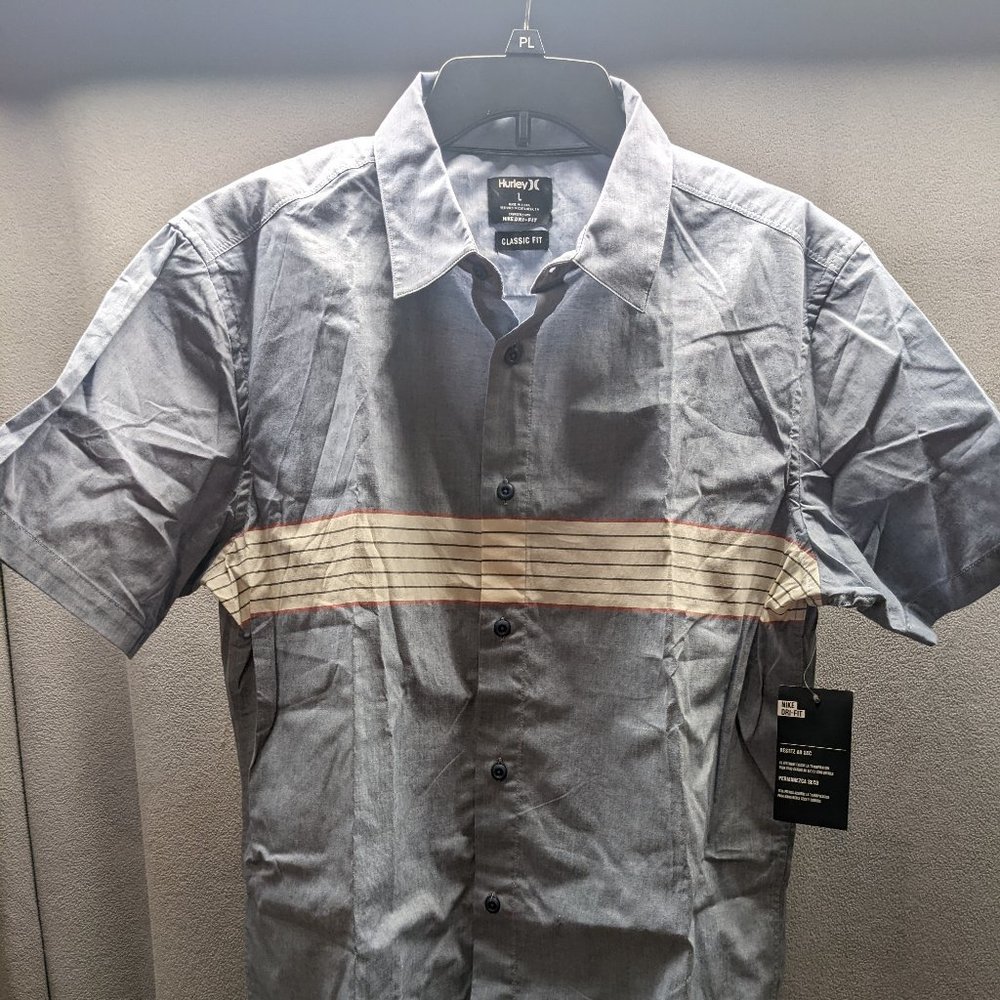 Hurley Mens Shirt Short Sleeve NWT Blue/Tan
